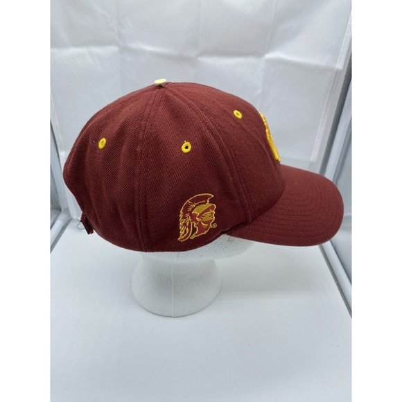 USC Trojans Burgundy Yellow Adjustable Baseball Cap Hat Hook & Loop NCAA Vintage - Picture 2 of 8
